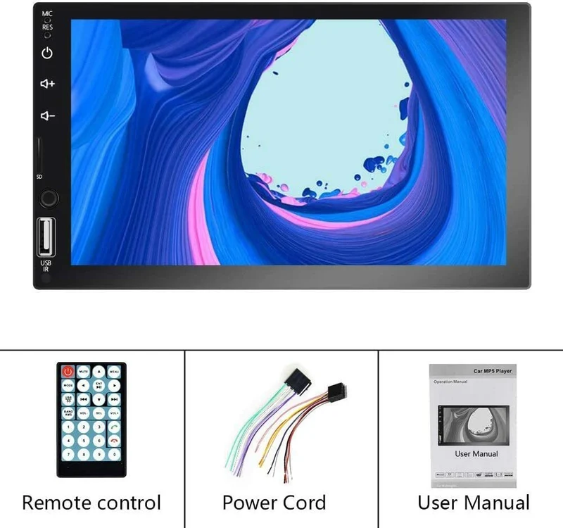 Double Din Car Stereo 7'' 1080P HD TouchScreen DPlay Universal Multimedia Player