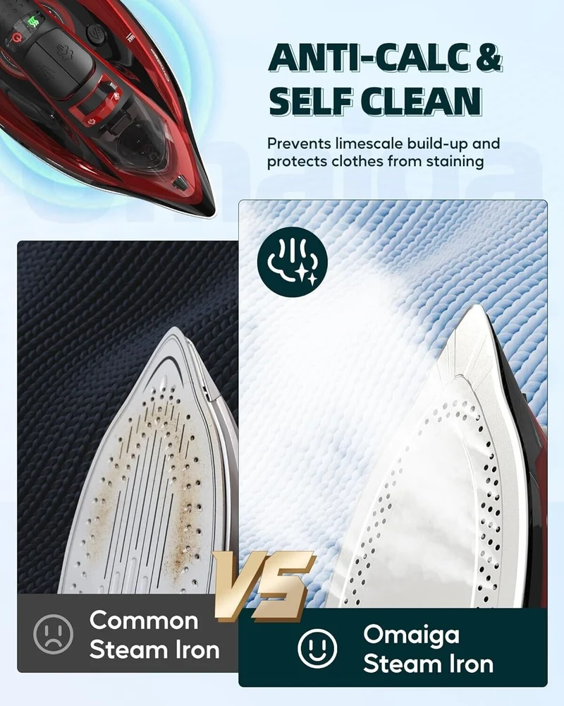 Cordless Iron with Steam with 11.84ozs Water Tank, Anti Drip Iron Cordless