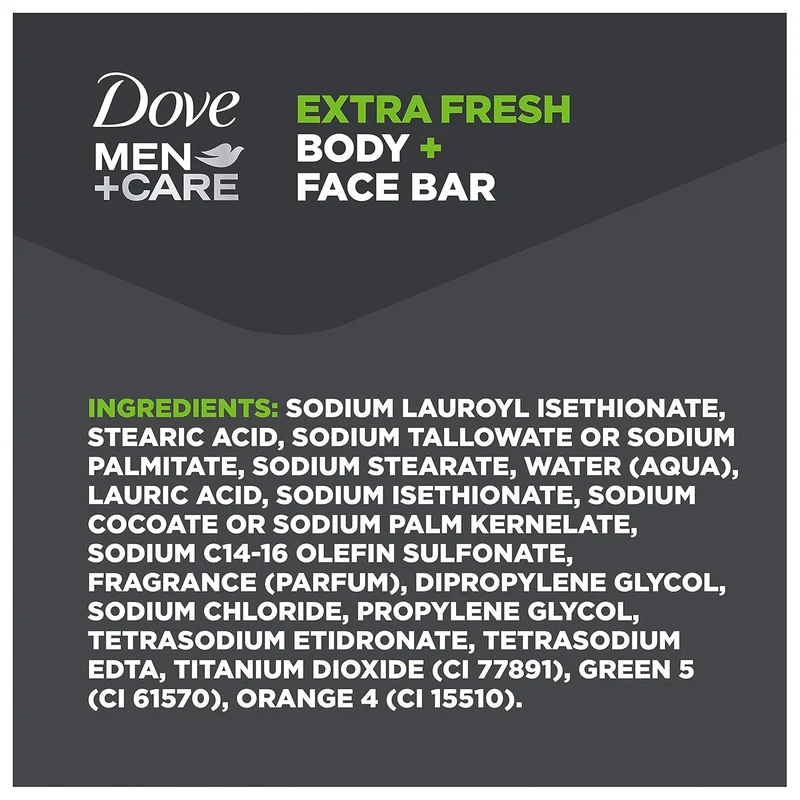 DOVE MEN + CARE 3 in 1 Bar Cleanser for Body, Face, and Shaving Extra Fresh Body and Facial Cleanser Bar Soap to Clean and Hydrate Skin 3.75oz (Pack of 8)