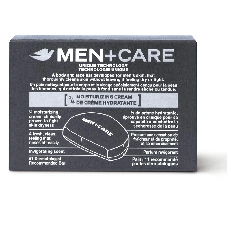 DOVE MEN + CARE 3 in 1 Bar Cleanser for Body, Face, and Shaving Extra Fresh Body and Facial Cleanser Bar Soap to Clean and Hydrate Skin 3.75oz (Pack of 8)