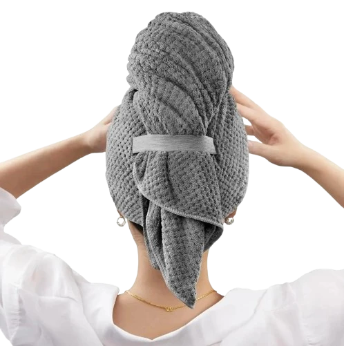 Turban de Bain Super Absorbant avec Bande Élastique - Séchage Express