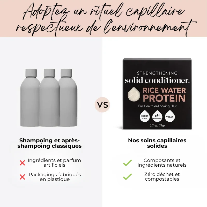 Shampoing & Après-Shampoing Solide Fortifiants à l'eau de riz - Lot de 2