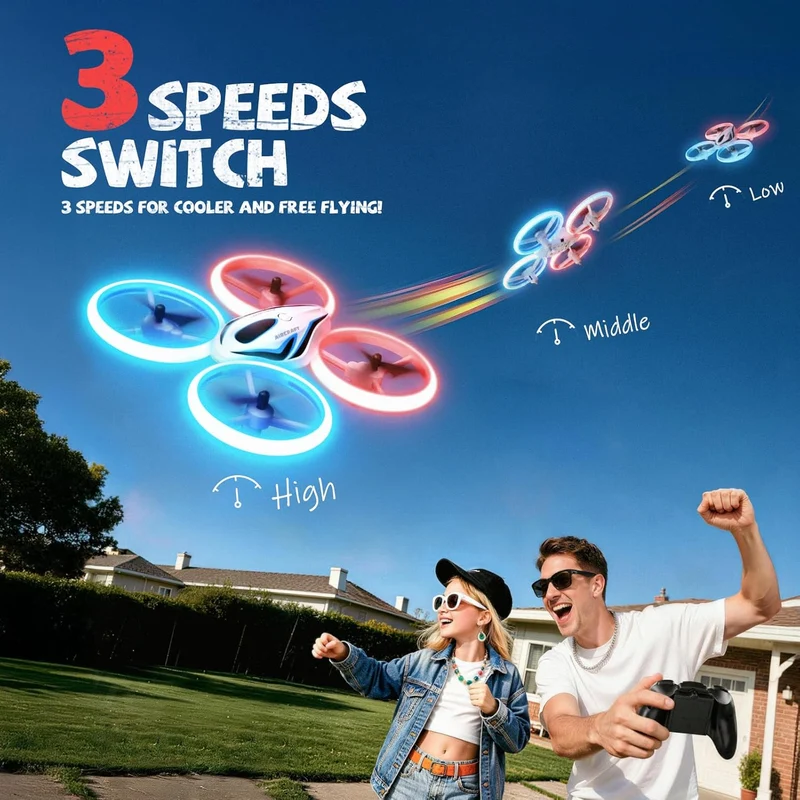 Drone for Kids & Adult, 3 Batteries 24 Min Flight Time, Anti-Collision RC Quadcopter w/ LED Light, Altitude Hold, Easy to Fly Kids Gifts for Boys & Girls Ages 14+