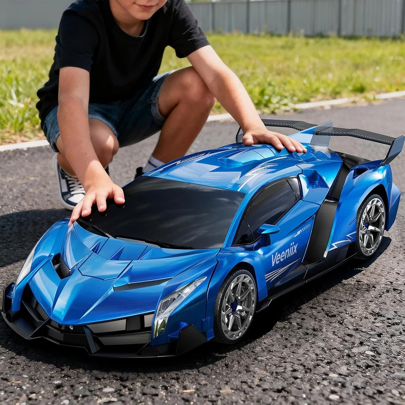 V991 Transform Remote Control Big Size, 2 Rechargeable Batteries for 70Min, 2.4GHz Gesture Sensing, One-Key Deformation, Robot Toys - (Blue)