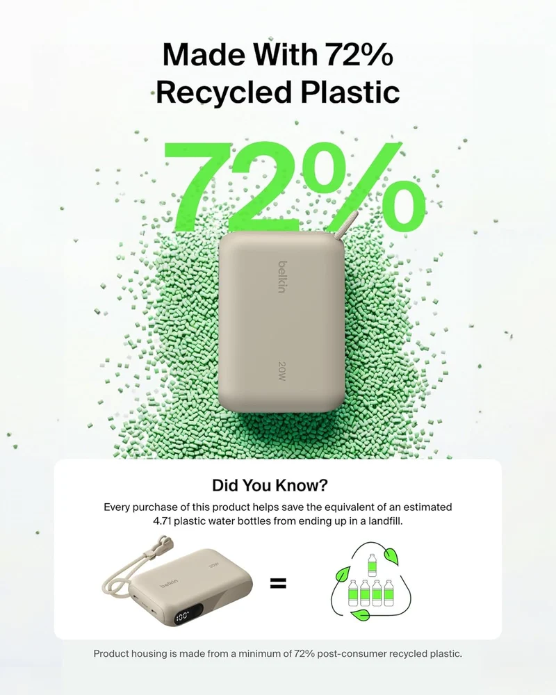 Portable Charger Slim 10,000mAh USB-C Power Bank - (Sand)
