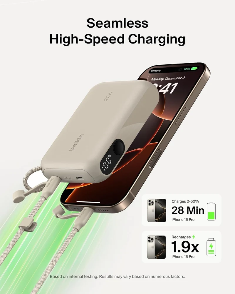 Portable Charger Slim 10,000mAh USB-C Power Bank - (Sand)