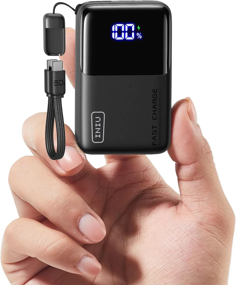 Mini Portable Charger Power Bank USB C Battery Pack with Cable 10000mAh 45W Ultra - (Black))