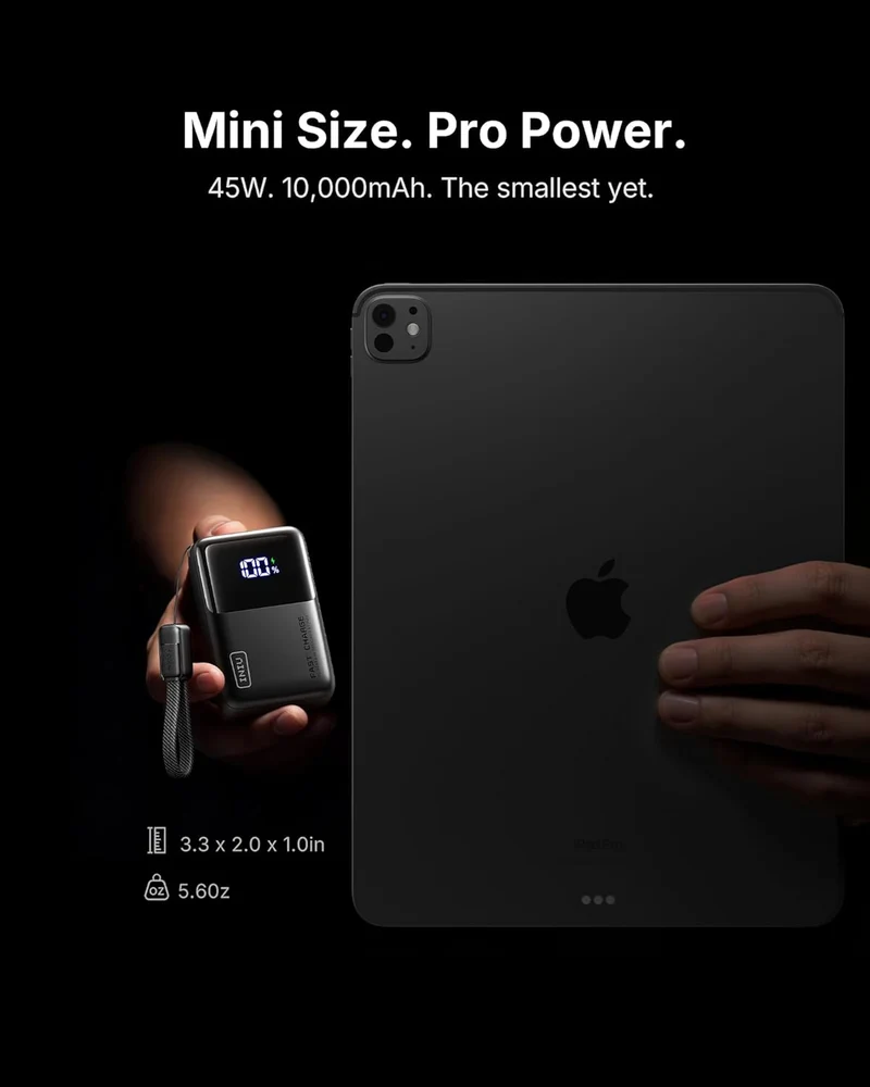 Mini Portable Charger Power Bank USB C Battery Pack with Cable 10000mAh 45W Ultra - (Black))