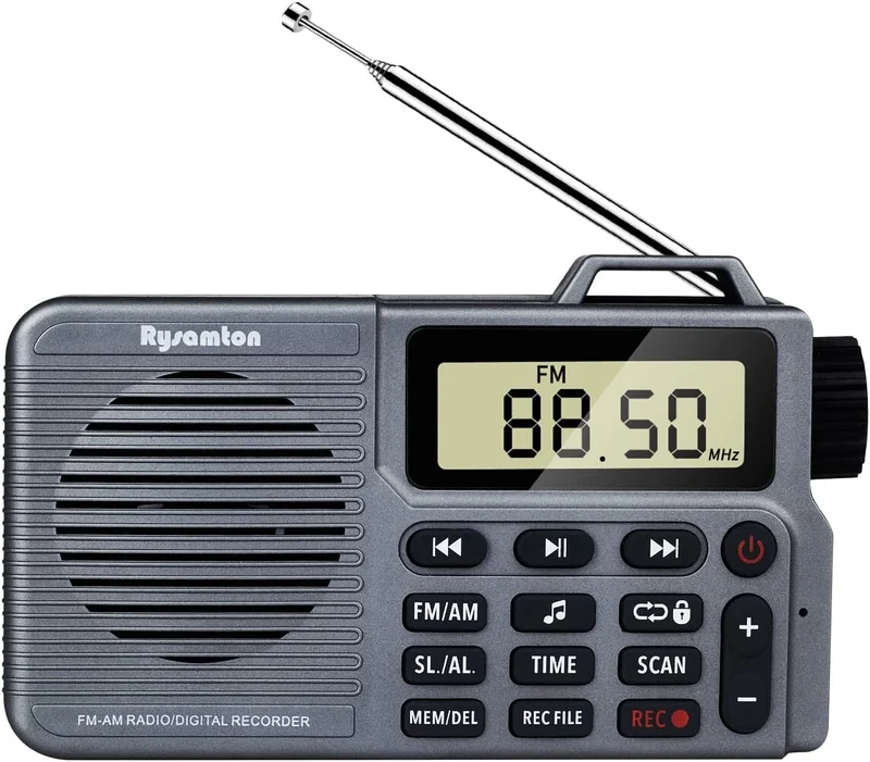Portable AM/FM Radio, Small Pocket Radio with Bluetooth, Bass Speaker, Micro SD