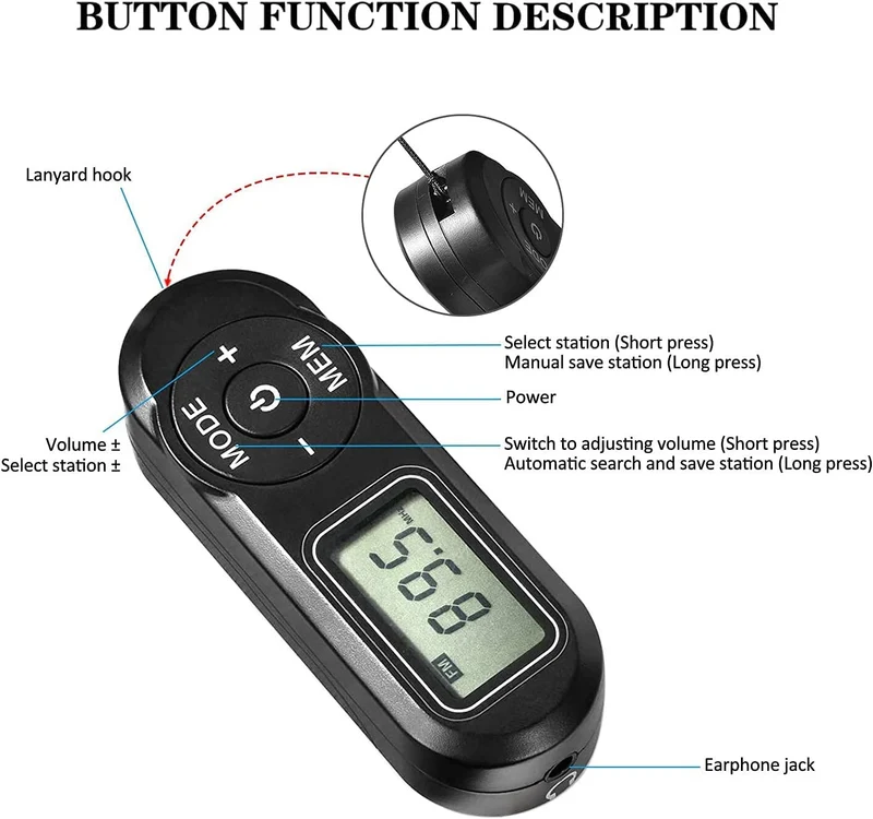 FM Walkman Radio, Mini Digital Tuning Portable Radio with Headphones Belt Clip