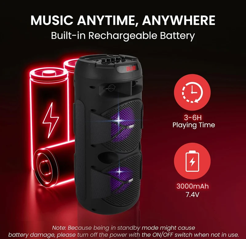 Rechargeable Portable Bluetooth PA Speaker 240W Dual 6.5" Indoor/Outdoor BT Karaoke Audio System-TWS, Party Lights, LED Display, FM/AUX/MP3/USB/SD, 6.5mm in, Carry Handle-Wireless Mic, Remote