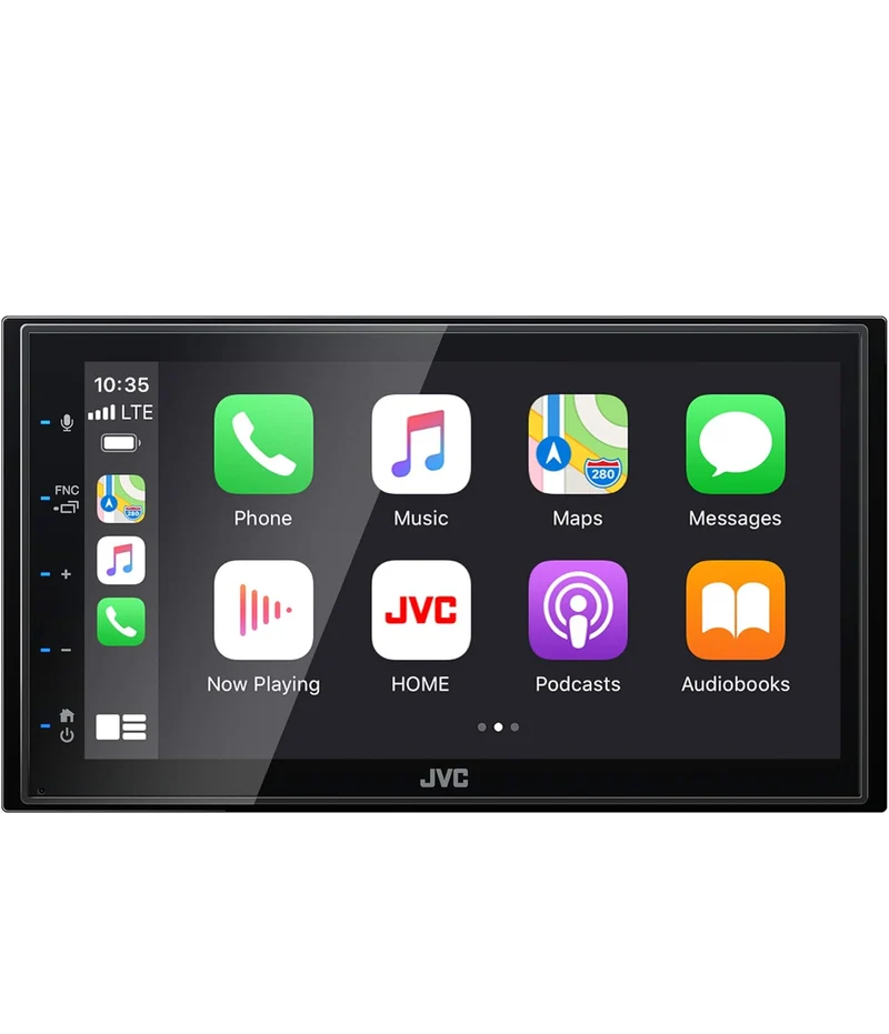 JVC Apple CarPlay Android Auto Multimedia Player w/ 6.8" Capacitive Touchscreen, Bluetooth Audio and Hands Free Calling, MP3 Player, Double DIN, 13-Band EQ, SiriusXM, AM/FM Car Radio