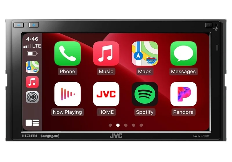 JVC Built in Wi-Fi for Wireless CarPlay Android Auto, 6.8" LCD Touchscreen Display, AM/FM, Bluetooth, MP3 Player, USB Port, Double DIN, 13-Band EQ, SiriusXM Car Radio