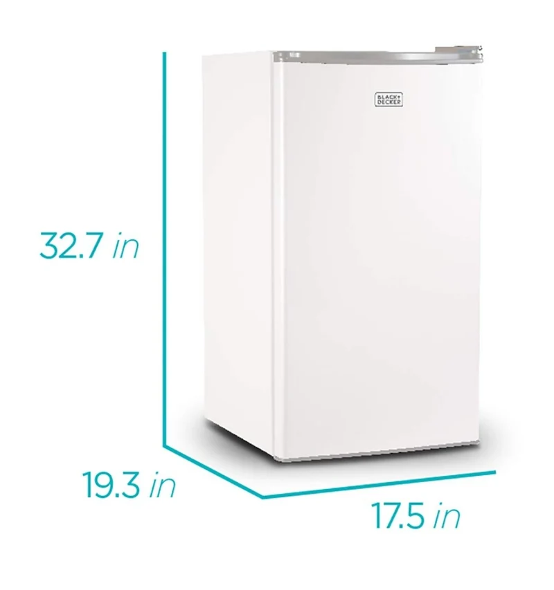 BLACK+DECKER Compact Refrigerator Energy Star Single Door Mini Fridge with Freezer, 3.2 Cubic Ft., White