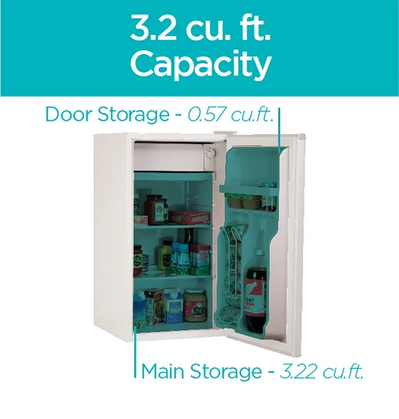 BLACK+DECKER Compact Refrigerator Energy Star Single Door Mini Fridge with Freezer, 3.2 Cubic Ft., White
