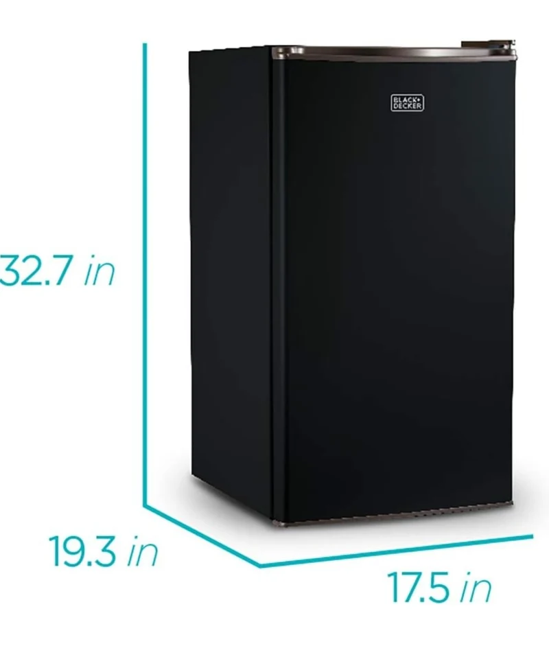 BLACK+DECKER BCRK32B Compact Refrigerator Energy Star Single Door Mini Fridge with Freezer, 3.2 Cubic Feet, Black