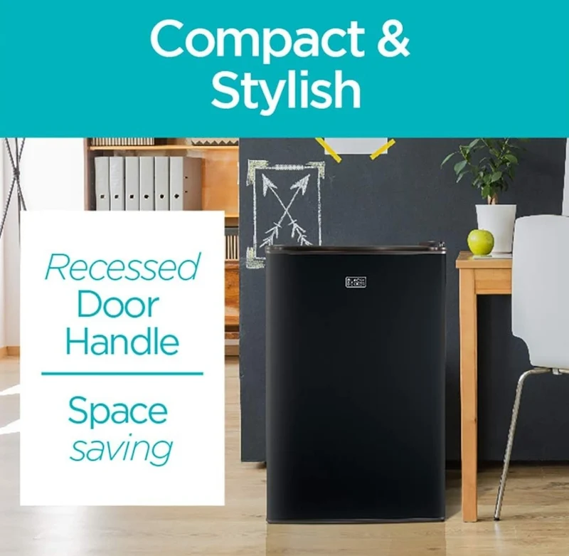 BLACK+DECKER BCRK32B Compact Refrigerator Energy Star Single Door Mini Fridge with Freezer, 3.2 Cubic Feet, Black