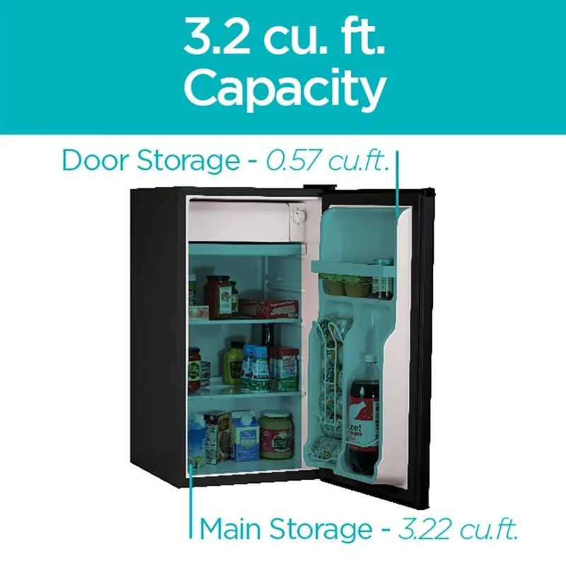 BLACK+DECKER BCRK32B Compact Refrigerator Energy Star Single Door Mini Fridge with Freezer, 3.2 Cubic Feet, Black