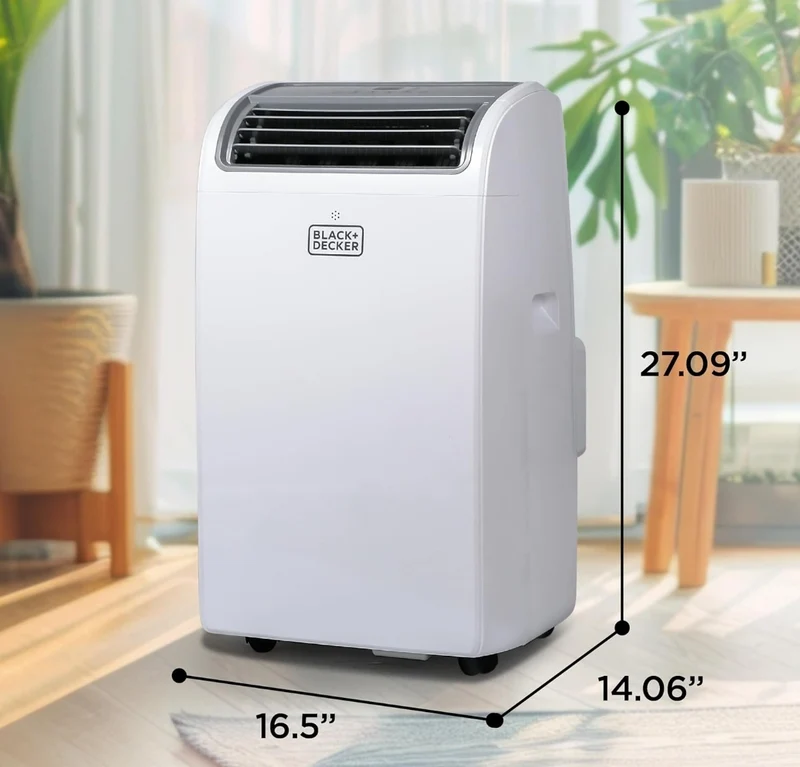 BLACK+DECKER Smart Portable Air Conditioner, 14,000 BTU for Rooms up to 700 Sq. Ft., Smart Portable AC with Follow Me Remote and Window Kit, BPACT14WT, White