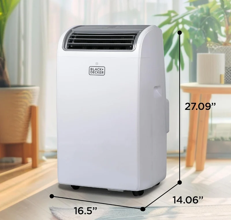 BLACK+DECKER Smart Portable Air Conditioner with Heat, 14,000 BTU Cooling, 12,000 BTU Heating for Rooms up to 700 Sq. Ft., Follow Me Remote, BPACT14HWT, White
