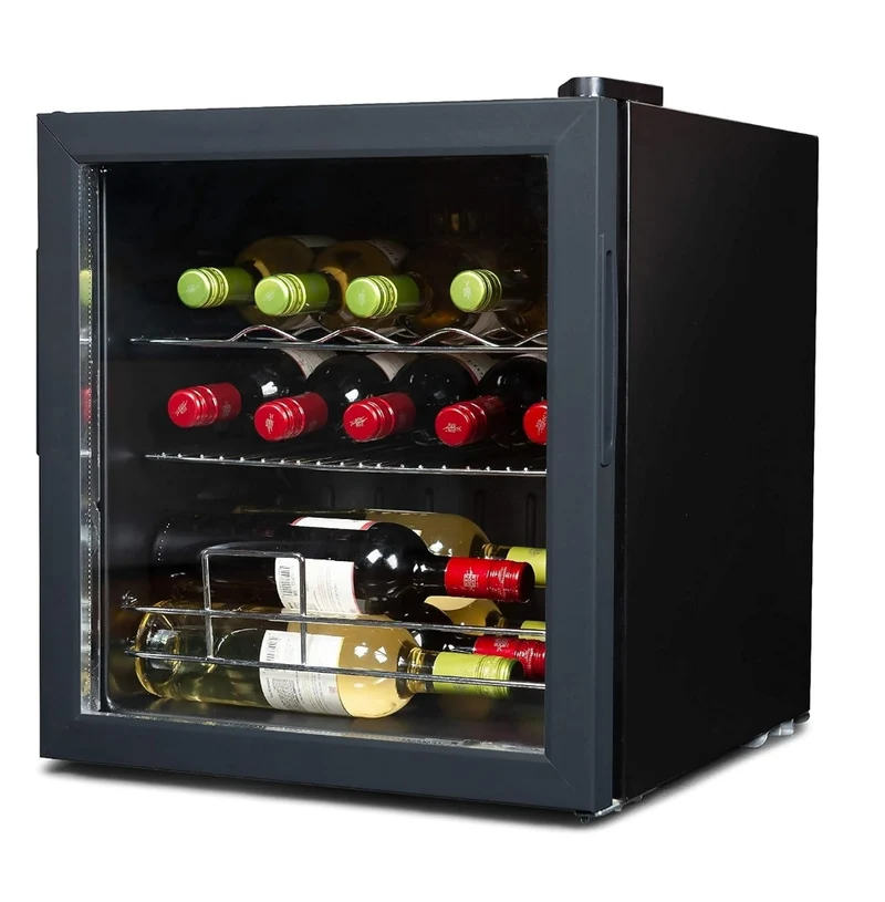 BLACK+DECKER 14 Bottle Wine Fridge with Interior Light and Mechanical Temperature Control, Compressor Cooling Wine Cooler Refrigerator with Wine Rack and Flat Shelf, Wine Bottle Chiller