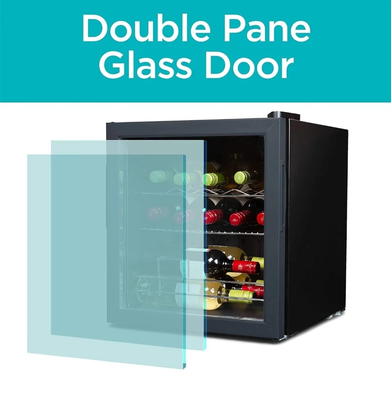 BLACK+DECKER 14 Bottle Wine Fridge with Interior Light and Mechanical Temperature Control, Compressor Cooling Wine Cooler Refrigerator with Wine Rack and Flat Shelf, Wine Bottle Chiller
