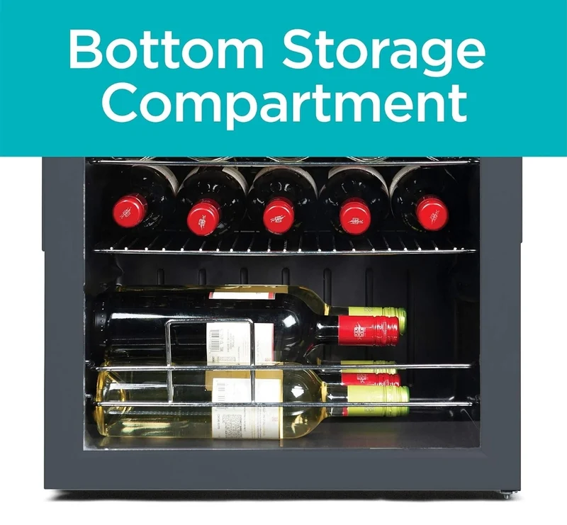 BLACK+DECKER 14 Bottle Wine Fridge with Interior Light and Mechanical Temperature Control, Compressor Cooling Wine Cooler Refrigerator with Wine Rack and Flat Shelf, Wine Bottle Chiller