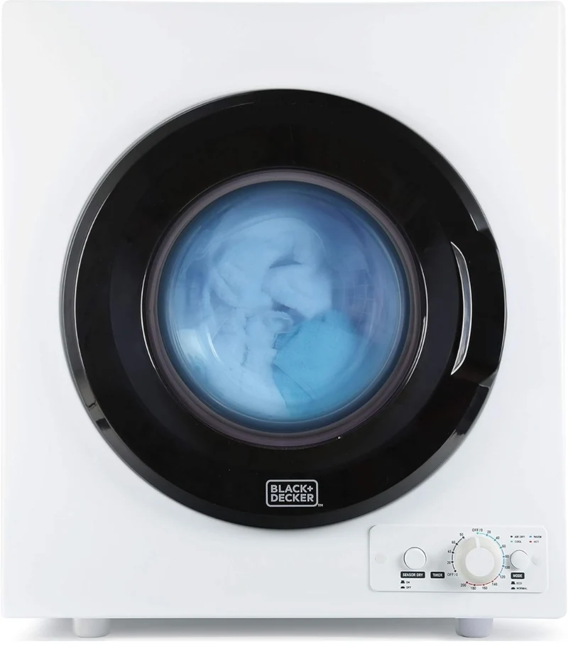 BLACK+DECKER Compact Dryer for Standard Wall Outlet, Small, 4 Modes - 13.2 lbs. (White)