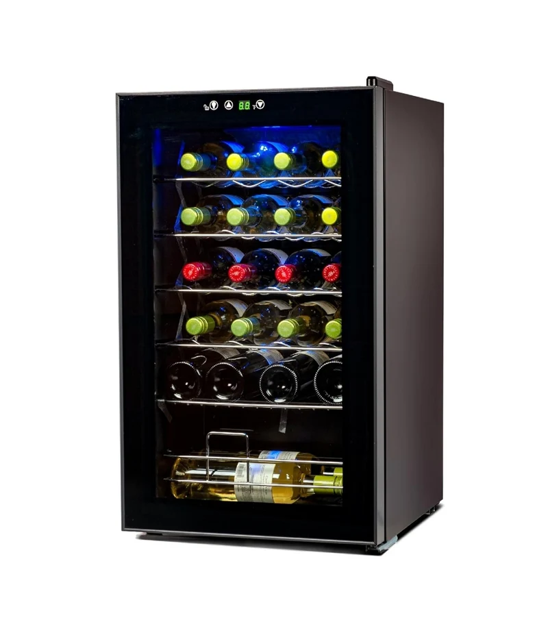BLACK+DECKER Wine Cellar, Black Cabinet with Gray Door Accent