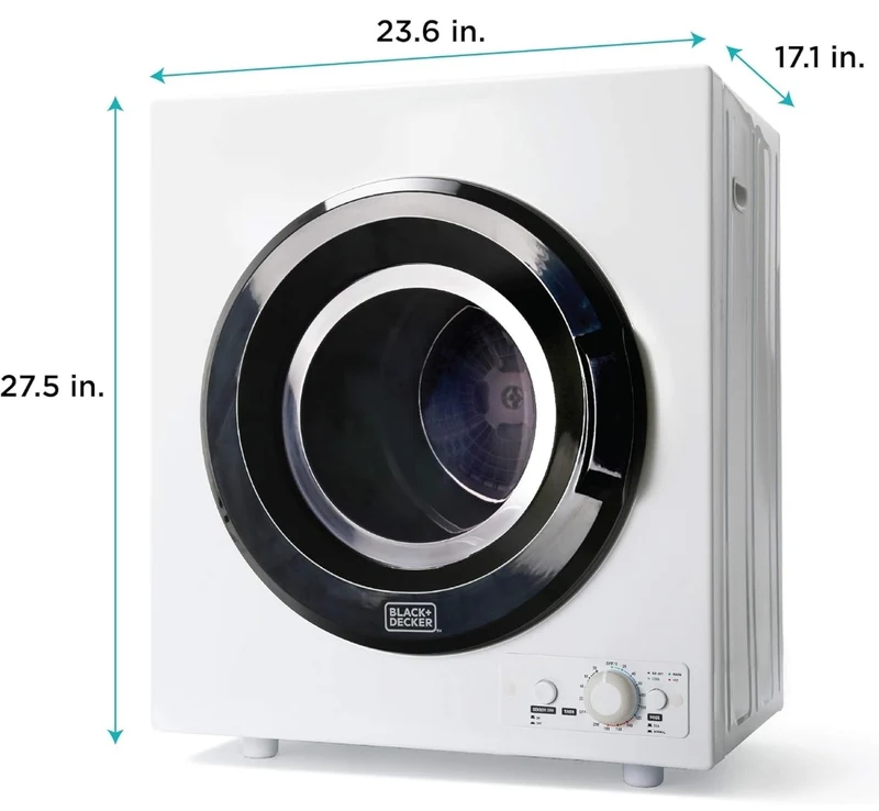 BLACK+DECKER BCED26 Compact Dryer for Standard Wall Outlet, Small, 5 Modes, Load Volume 8.8 lbs., White