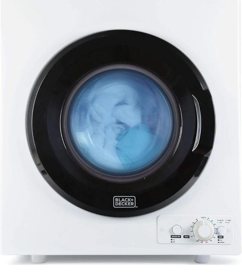BLACK+DECKER BCED26 Compact Dryer for Standard Wall Outlet, Small, 5 Modes, Load Volume 8.8 lbs., White