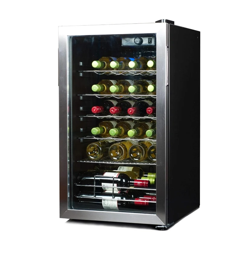 BLACK+DECKER 26 Bottle Wine Fridge with Interior Light and Mechanical Temperature Control, Compressor Cooling Wine Cooler Refrigerator with 4 Wine Racks and 1 Flat Shelf, Wine Bottle Chiller