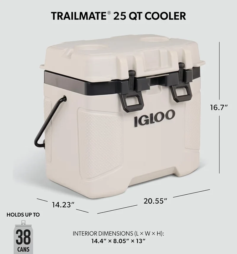 Igloo Trailmate 25QT Cooler Insulated Hard Shell Ice Chest - Bone