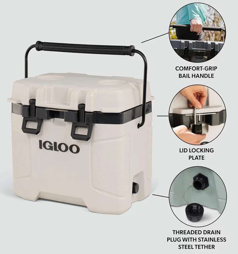 Igloo Trailmate 25QT Cooler Insulated Hard Shell Ice Chest - Bone