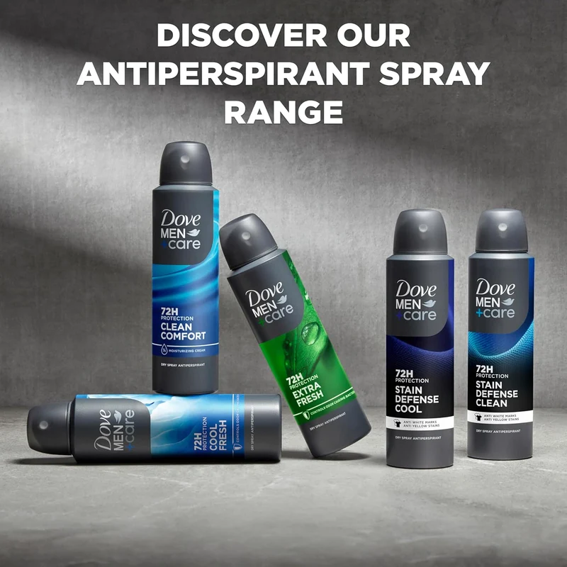 Dove Men+Care Antiperspirant Dry Spray Deodorant for Men Clean Comfort 72HR Sweat and Body Odor Protection - 3.8oz (Pack of 3)