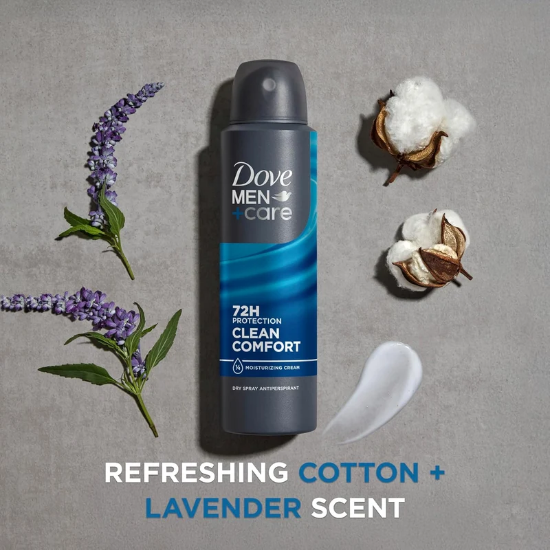 Dove Men+Care Antiperspirant Dry Spray Deodorant for Men Clean Comfort 72HR Sweat and Body Odor Protection - 3.8oz (Pack of 3)