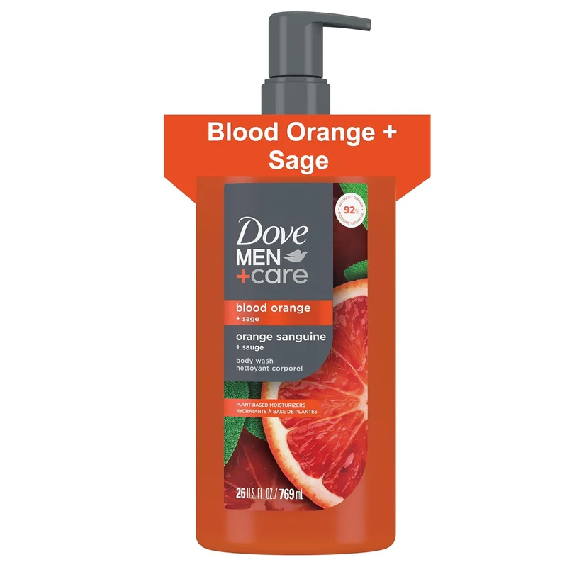 DOVE MEN + CARE Body Wash Blood Orange to Rebuild Skin in the Shower with Plant-Based Cleansers and Moisturizers - 26oz (1PK)