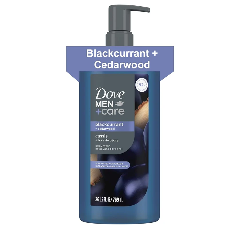 DOVE MEN + CARE Blackcurrant + Cedarwood Plant-Based Moisturizing Body Wash for Men (26oz) - 1PK