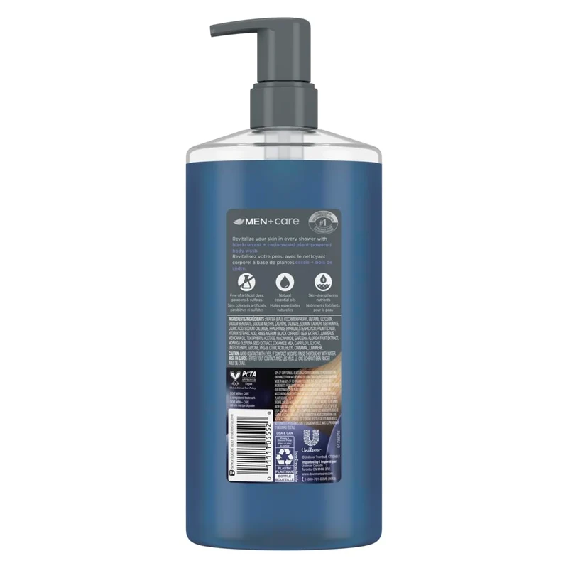 DOVE MEN + CARE Blackcurrant + Cedarwood Plant-Based Moisturizing Body Wash for Men (26oz) - 1PK