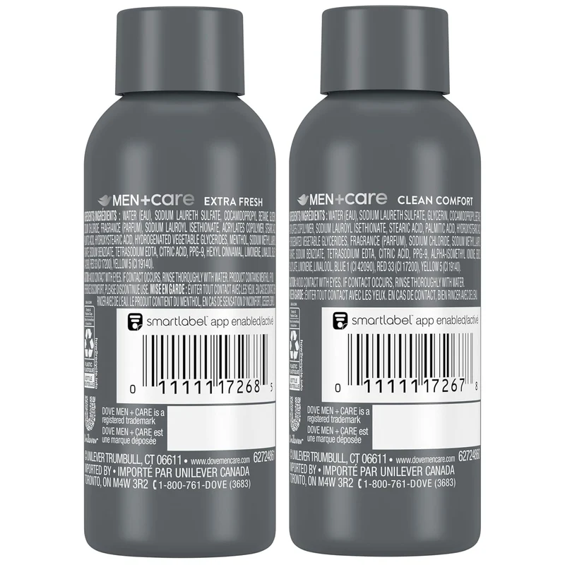 Dove Men+Care Body & Face Wash Variety Extra Fresh + Clean Comfort, Travel Essentials, 3 Oz (Pack of 2)