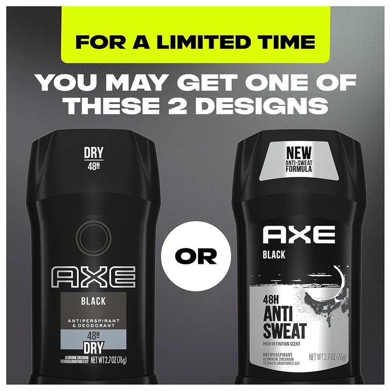 AXE Antiperspirant Stick For Men 48 Hour Sweat And Odor Protection Black Frozen Pear And Cedarwood Men's Deodorant (2.7oz) Pack of 2