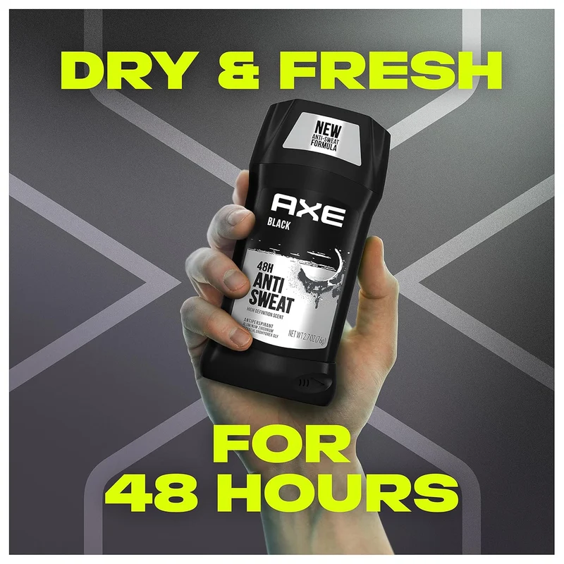 AXE Antiperspirant Stick For Men 48 Hour Sweat And Odor Protection Black Frozen Pear And Cedarwood Men's Deodorant (2.7oz) Pack of 2