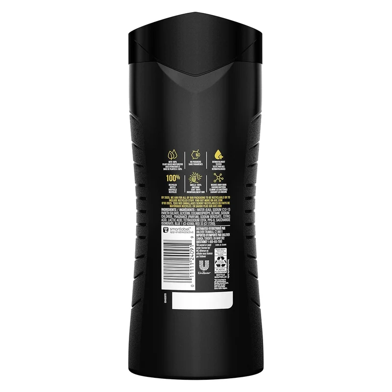 AXE Body Wash 12h Refreshing Scent Excite Crisp Coconut and Black Pepper Men's Body Wash 100% Plant-Based (16 oz) Pack of 2