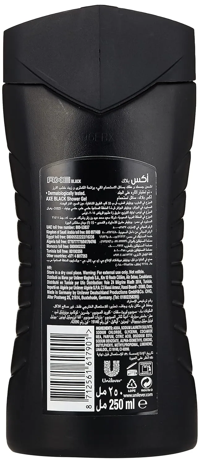 Axe Black Shower Gel for men 12Hr Refreshing Fragrance (8.5 oz)