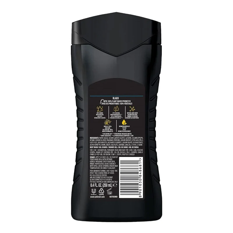 AXE Black- Frozen Pear & Cedarwood Scent 3 in 1 Body wash 12HR Refreshing Fragrance