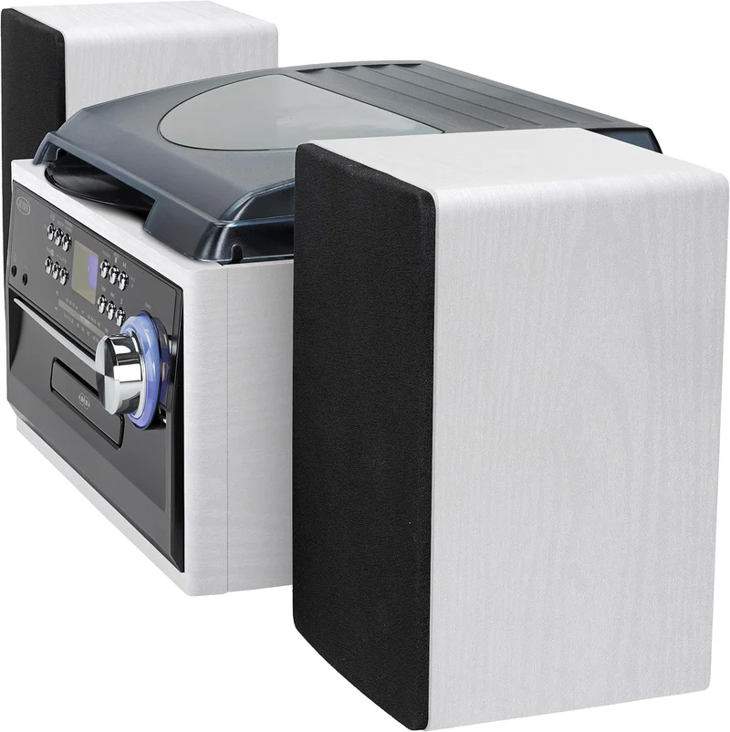 JTA-475 3-Speed Turntable w/ CD, Cassette & AM/FM Stereo Radio + Bonus 2 Pack Record Player Replacement Needles
