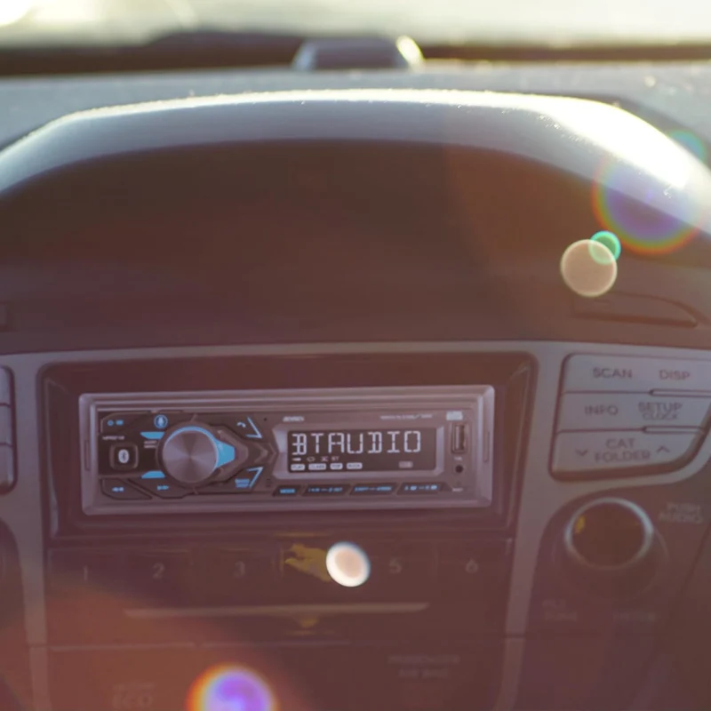 MPR210 LCD Single DIN Car Stereo Radio Bluetooth Hands Free Calling & Music Streaming, AM/FM Radio | USB Playback & Charging