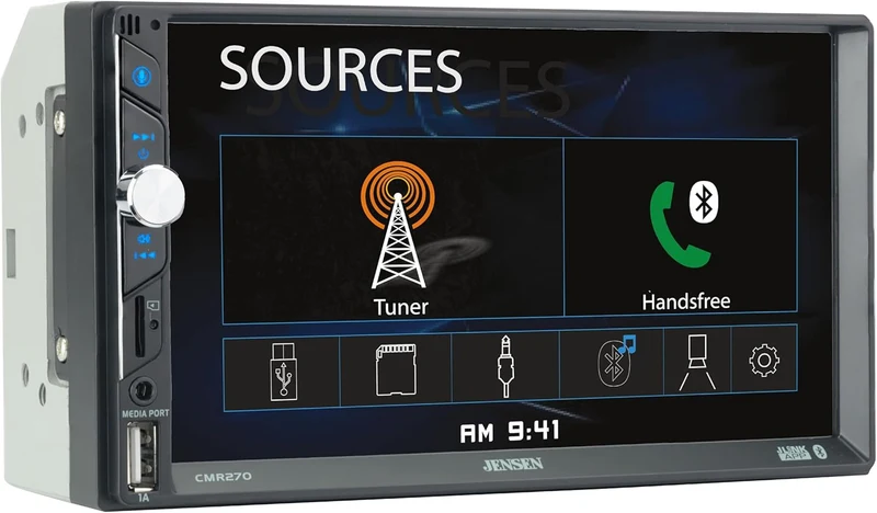 CMR270 7-inch LED Digital Media Touch Screen Double DIN Car Stereo Radio, Backup Camera Input Bluetooth - No CD/DVD