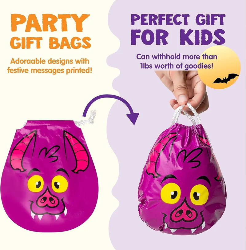 JOYIN 72PCS Halloween Drawstring Goody Bags, Halloween Treats Bags, Trick or Treat Bag, Goodie Candy Gift Bag Bulk for Kids Trick or Treating, Party Favors Supplies, 12 Designs Classroom Gifts Prizes