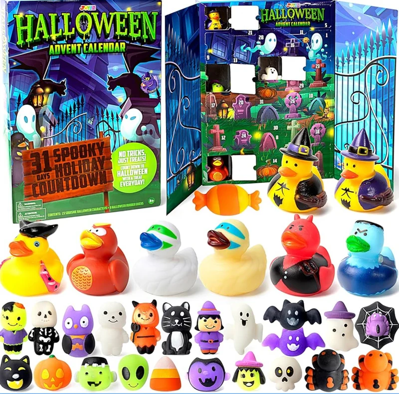 JOYIN Halloween Advent Calendar 2025 with Surprise Toy, 31 Days Holiday CountDown to Halloween with Mochi and Surprise Rubber Duck,Countdown Calendar Toy for Kid Party Favor Supply, Trick or Treating